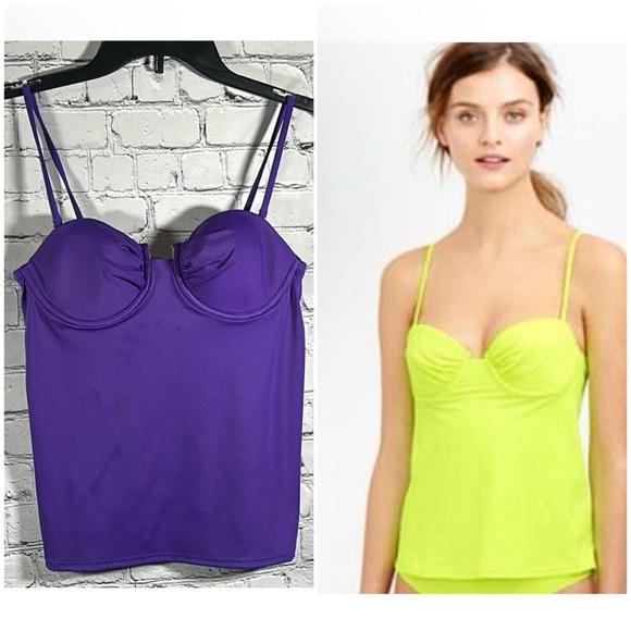 J. Crew Women's Purple Underwire Swing Tankini Swimsuit swim Top size 6 NEW - Picture 1 of 16